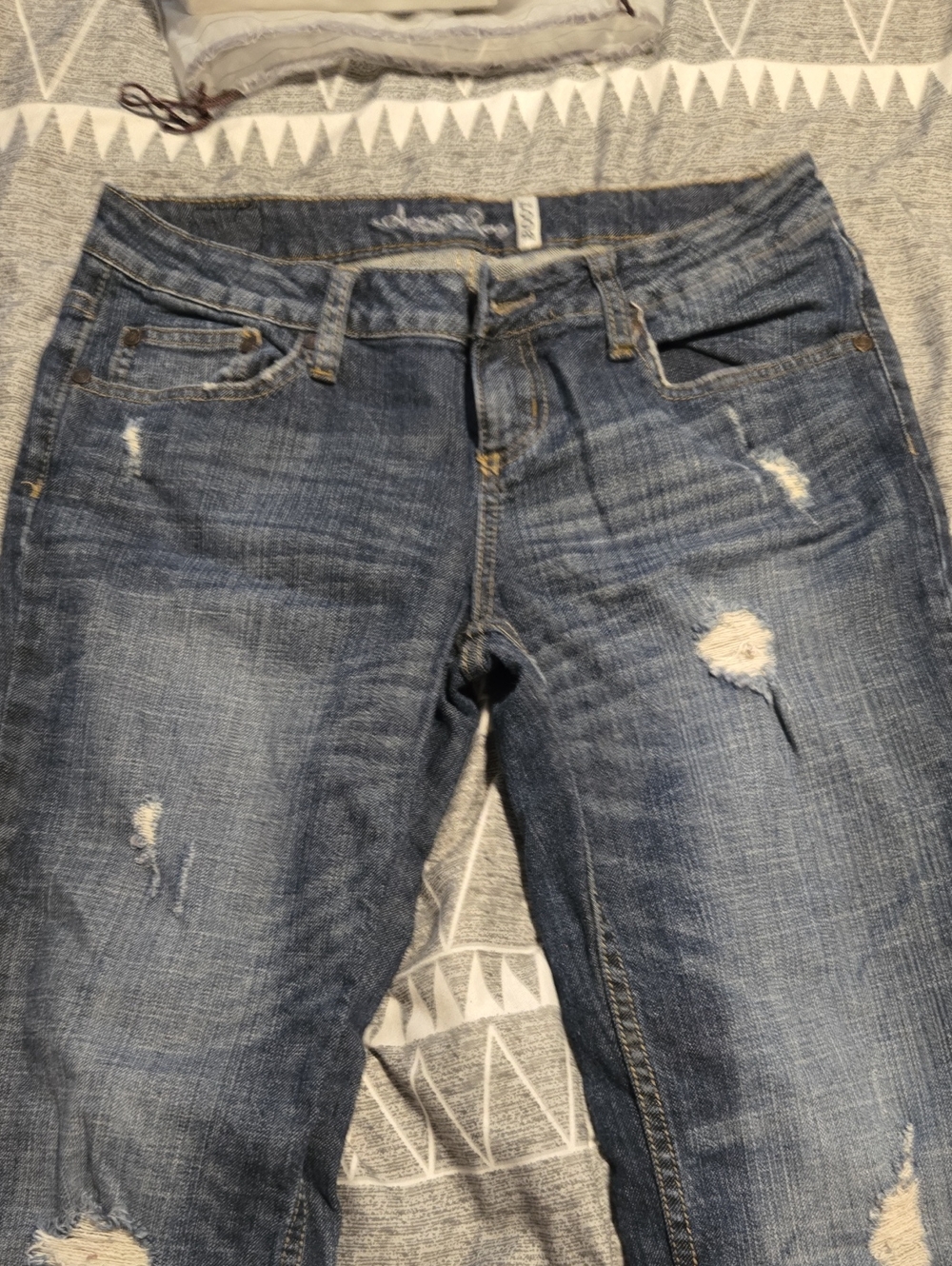 American Rag Distressed Boyfriend Jeans in Medium Blue Wash